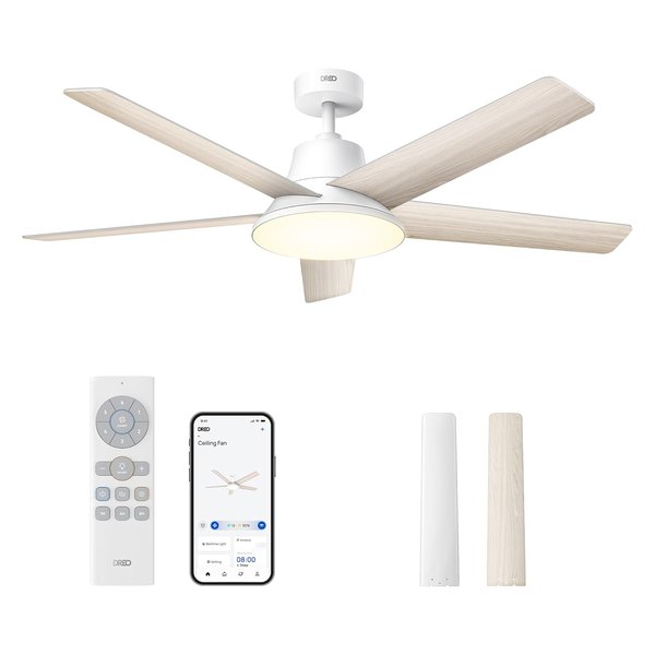 Dreo 52-inch smart ceiling fan in white with dimmable LED light