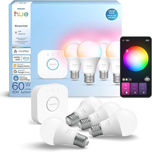 Philips Hue Essential Starter Kit with bridge and smart bulbs